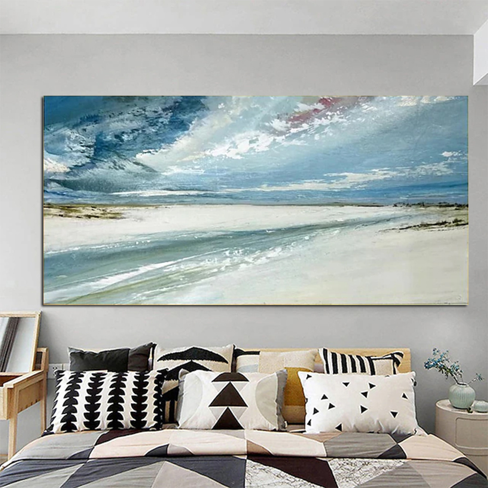 dropship Hand Painted Oil Paintings Abstract Seascape Painting Beach Ocean Living Room Hallway Luxurious Decorative Painting