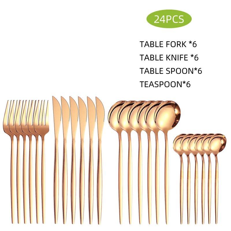 dropship 24pcs Dining Room Dinnerware Set Stainless Steel Cutlery Set