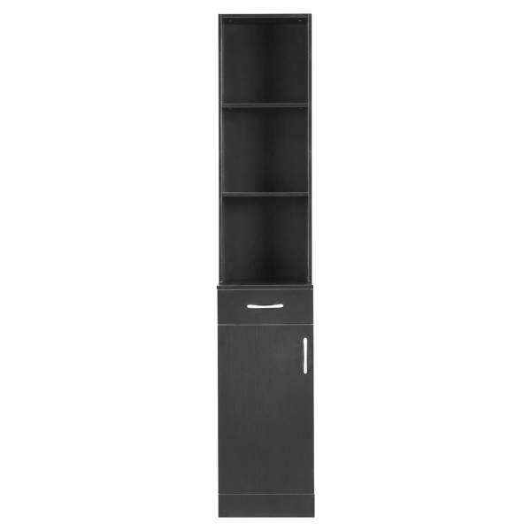 dropship FCH MDF With Triamine One Door One Drawer Three Compartments High Cabinet Bathroom Wall Cabinet Black