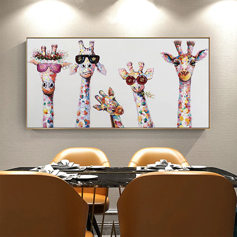 dropship Hand Painted Oil Painting Horizontal Abstract Animals Giraffe Modern Living Room Hallway Bedroom Luxurious Decorative Painting