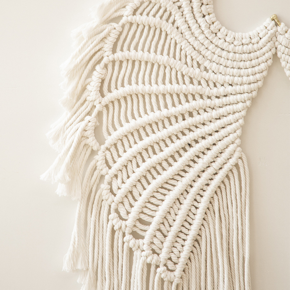 dropship 1pc Bohemian Angel Wings Tapestry Pendant with Long Tassels - Hand Woven Dream Catcher Wall Hanging for Weddings, Offices, and Bedrooms