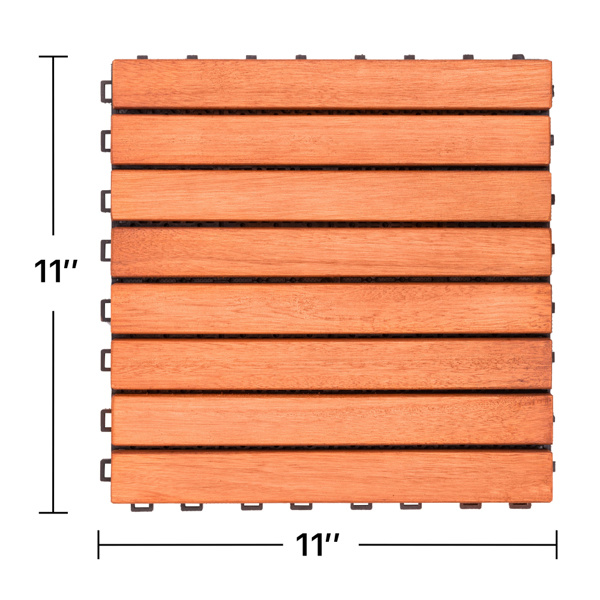 dropship 8-Slat Reddish Brown Wood Interlocking Deck Tile (Set of 10 Tiles)- AS