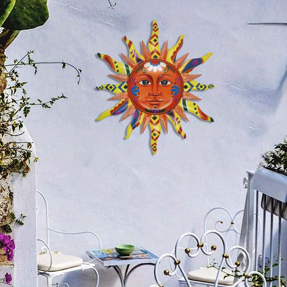 dropship Add a Splash of Color to Your Home with this 3D Metal Sun Wall Hanging Art Decor!