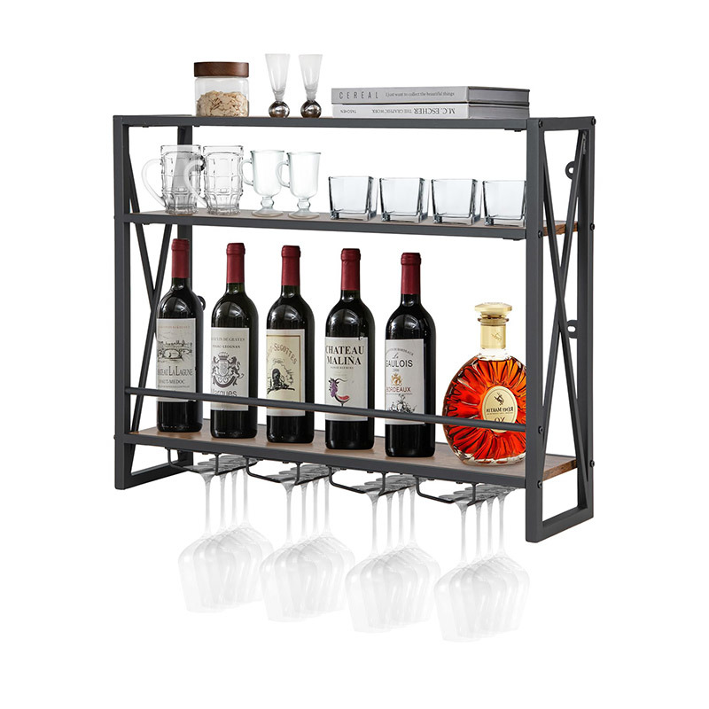 dropship Industrial Wall-Mounted Wine Rack with Holder
