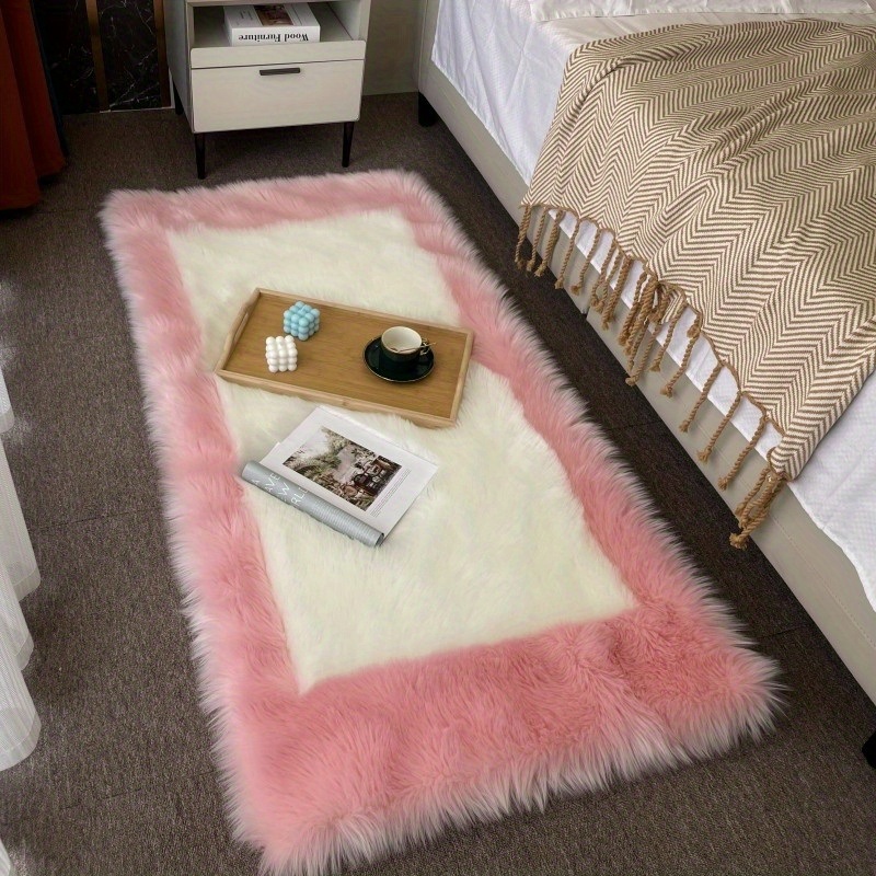 dropship 1pc, Soft and Fluffy Sheepskin Rug for Bedroom and Living Room - Non-Slip and Machine Washable Carpet for Dormitory and Room Decor