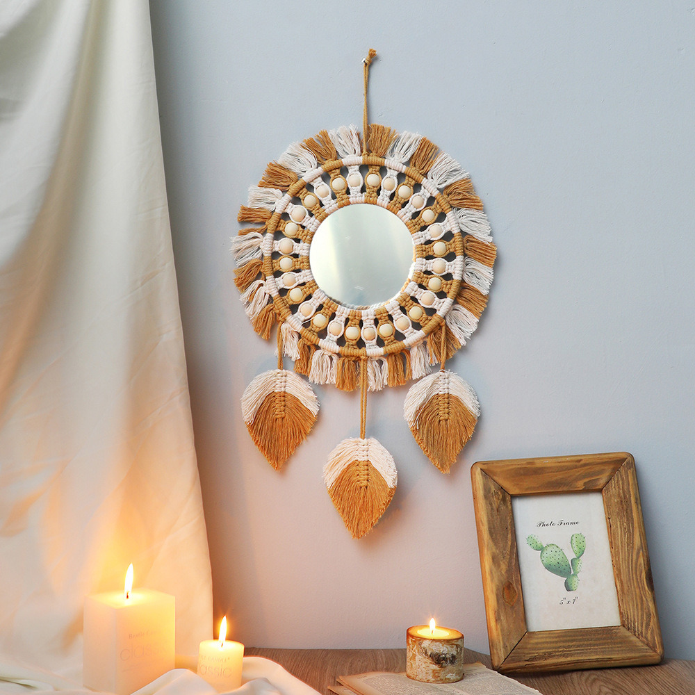 dropship 1pc, Bohemian Hand-Woven Dream Catcher with Mirror - Wall Art, Home Decor, Birthday Gift, Festival Decor