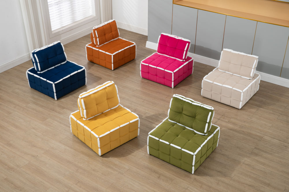 dropship COOLMORE Upholstered Deep Seat Armless Accent Single Lazy Sofa Lounge Arm Chair,Comfy Oversized Leisure Barrel Chairs for Living Room/Office/Meetingroom/Aparment/Bedroom Furniture Set