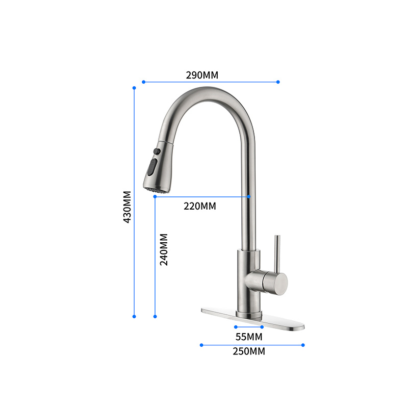dropship Commercial Modern Stainless Steel Kitchen Faucets