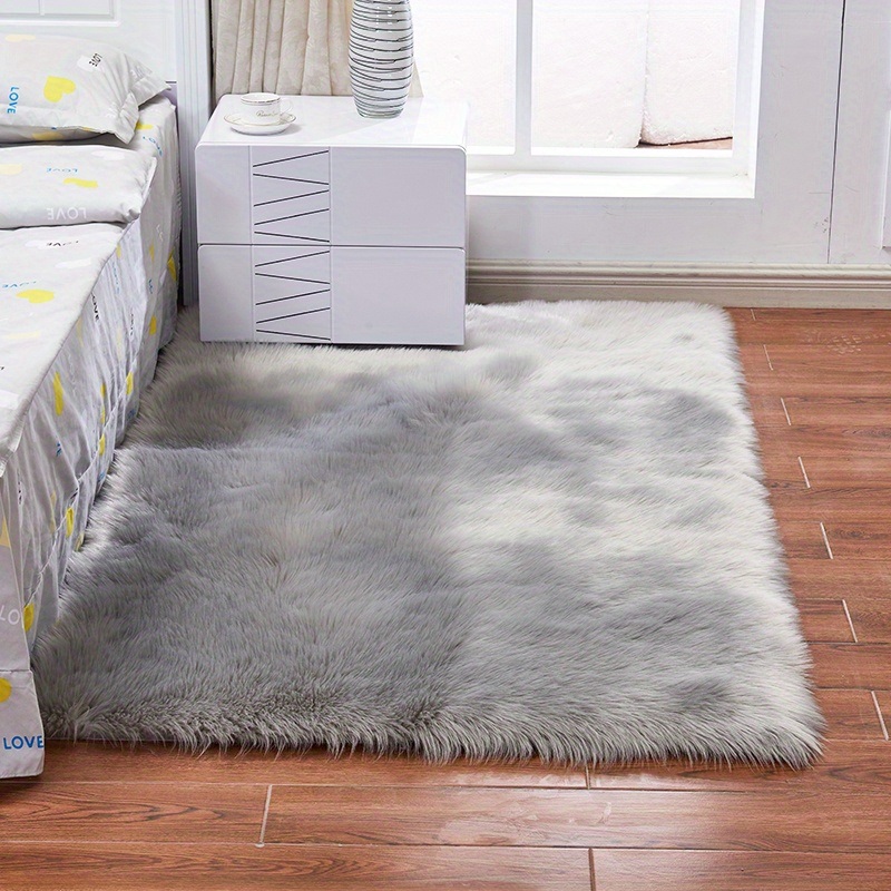 dropship 1pc Fluffy Imitation Wool Area Rug, Suede Fleece Bottom Long Imitation Wool Rug, Acrylic 80% Polyester 20%, 2.36inch Long Wool, Living Room Bedroom Rug, Entryway Rug, Plush Rug, Simple Carpet