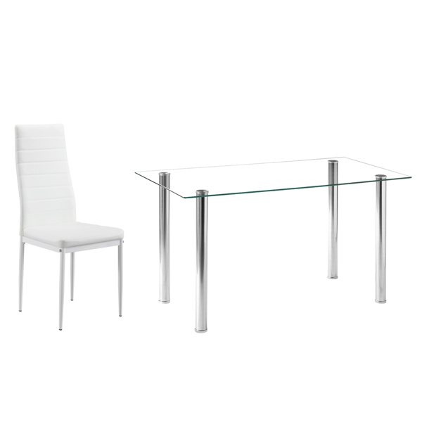 dropship Simple Assembled Transparent Glass & Iron Dinner Table