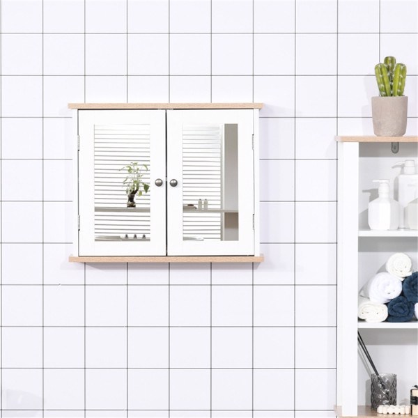 dropship Bathroom Cabinet with Mirror-White