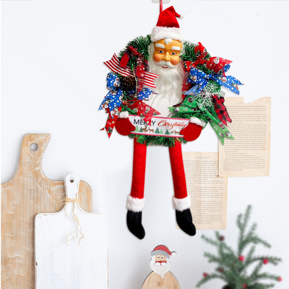 dropship 1pc Santa Claus Door Hanging Holiday Atmosphere Rendering Arrangement Props Christmas Decor 2023 Christmas Wreaths