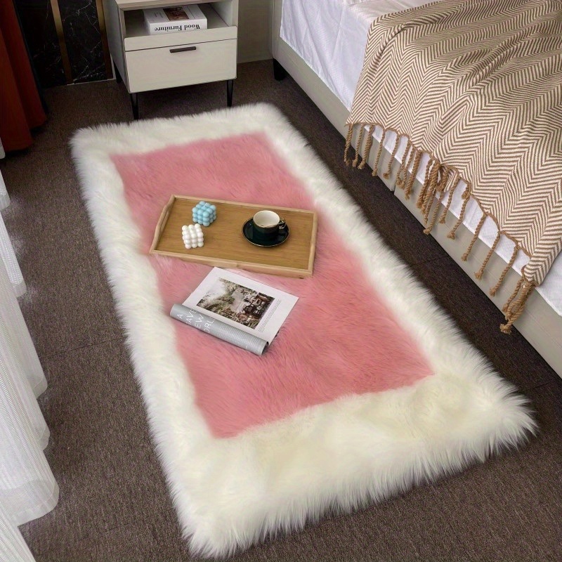 dropship 1pc, Soft and Fluffy Sheepskin Rug for Bedroom and Living Room - Non-Slip and Machine Washable Carpet for Dormitory and Room Decor