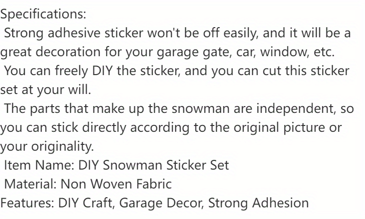 dropship 16pcs, Adorable Snowman Face Wall Decals for Christmas and Winter Decorations - DIY Home Wall Art Mural Cover - Perfect for Garage Door Decorations