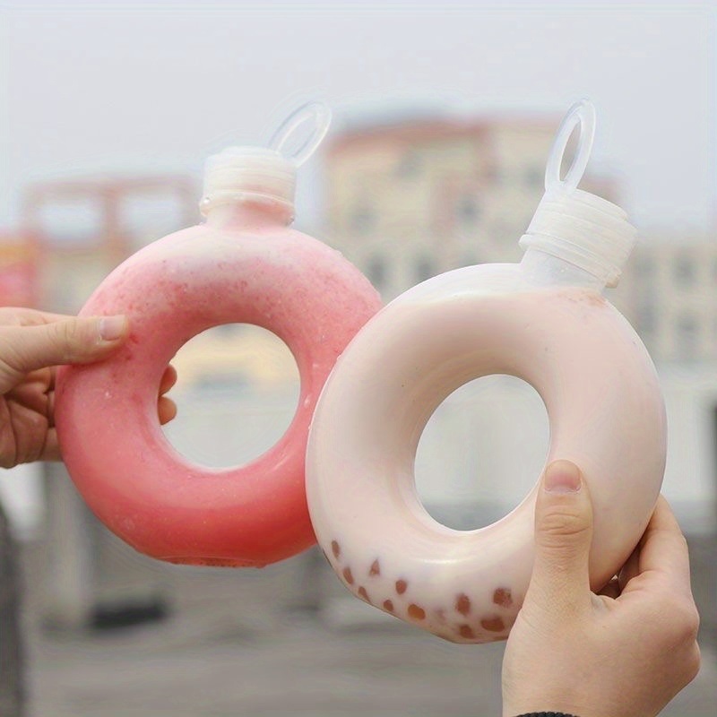 dropship Kawaii Doughnut Water Bottle, PP Plastic Heat-resistant Water Cup Suitable For Adults And Children Daily Carrying And Outdoor Hiking Camping Trips