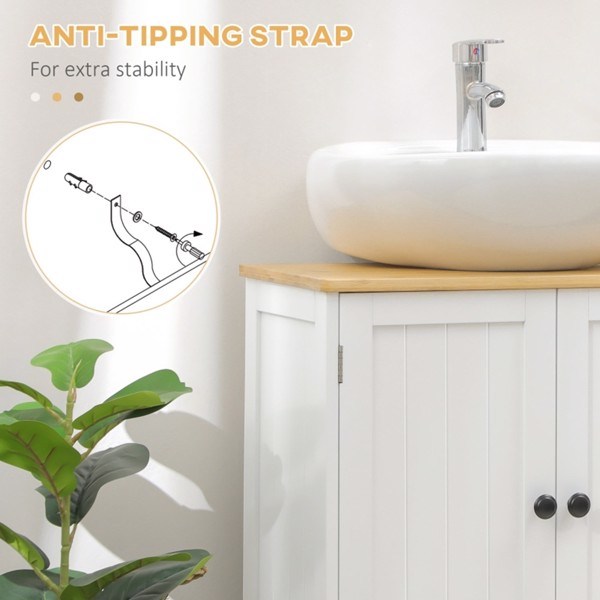 dropship Pedestal Sink Storage Cabinet, Under Sink Cabinet with Double Doors, Crystal White, Dark Walnut-AS