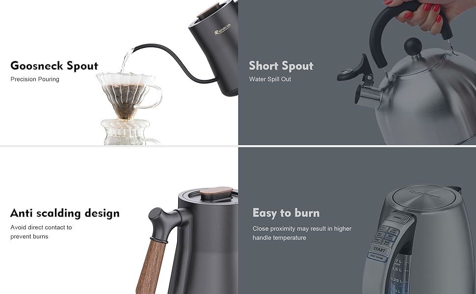 dropship Gooseneck Electric Kettle, Pour Over Coffee Kettle & Tea Kettle, 100% Stainless Steel Inner With Leak Proof Design, 1000w Rapid Heating, Auto Shutoff Anti-dry Protection, 0.8L, Matte Black