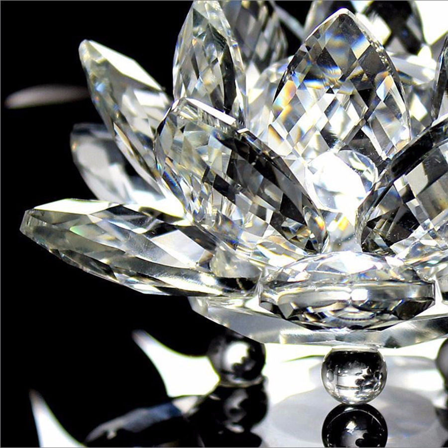 dropship 80 mm Feng shui Quartz Crystal Lotus Flower Crafts Glass Paperweight Ornaments Figurines Home Wedding Party Decor Gifts Souvenir