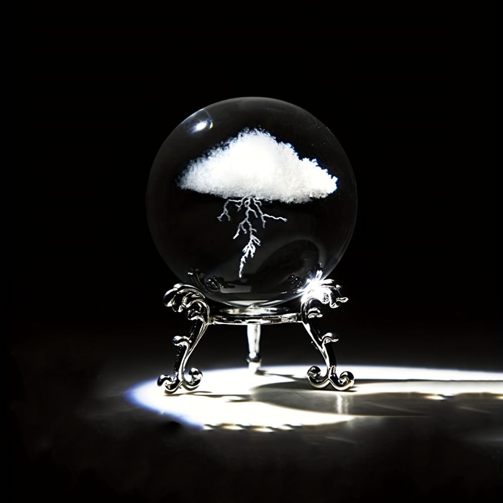 dropship 1pc Thunder Cloud Round Holiday Gift Desktop Home Creative Crystal Ball Small Ornaments, Living Room Bedroom Decoration Crafts, Home Decor,Christmas Gift