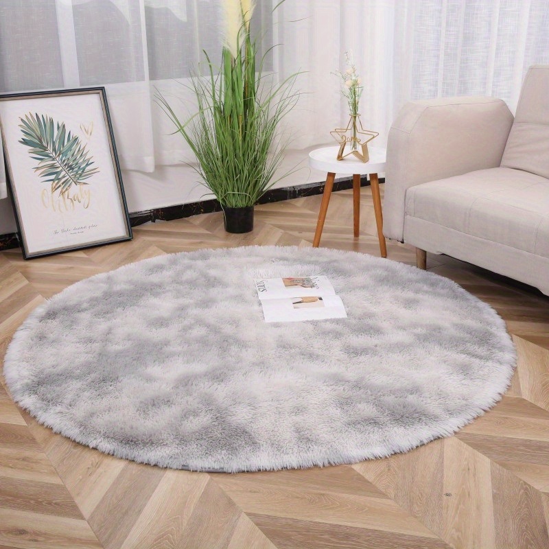 dropship 1pc, Tie-Dye Plush PV Velvet Area Rug, 62.99", American Style Round Rug, Floor Decor