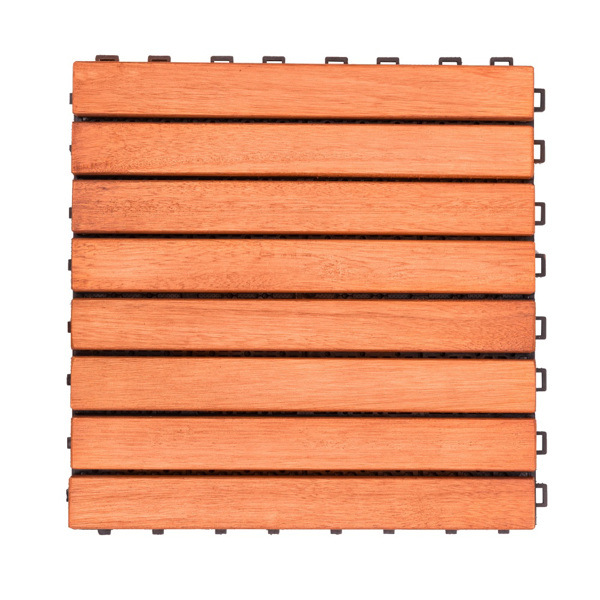dropship 8-Slat Reddish Brown Wood Interlocking Deck Tile (Set of 10 Tiles)- AS