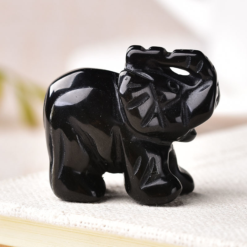 dropship 1PC Natural Crystal Amethyst Elephant Obsidian Animals Stone