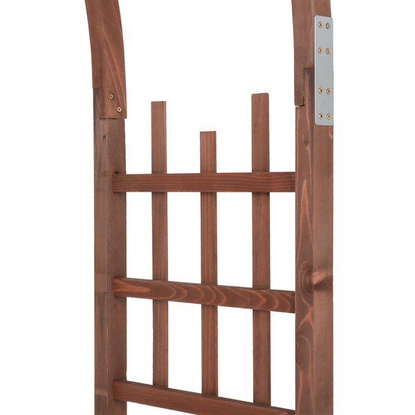 dropship 6.8FT Wooden Arch with Bench for 2 People, Garden Arbor Trellis for Climbing Plant, Outdoor Garden Lawn Backyard Patio Decor, Dark Brown