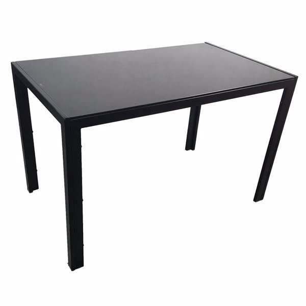 dropship Simple Assembled Tempered Glass & Iron Dinner Table Black