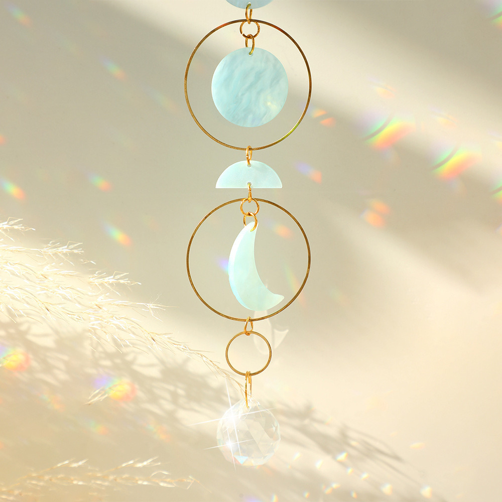 dropship 1pc Acrylic Sun-moon Metal Chain Home Living Room Decoration Car Hanging