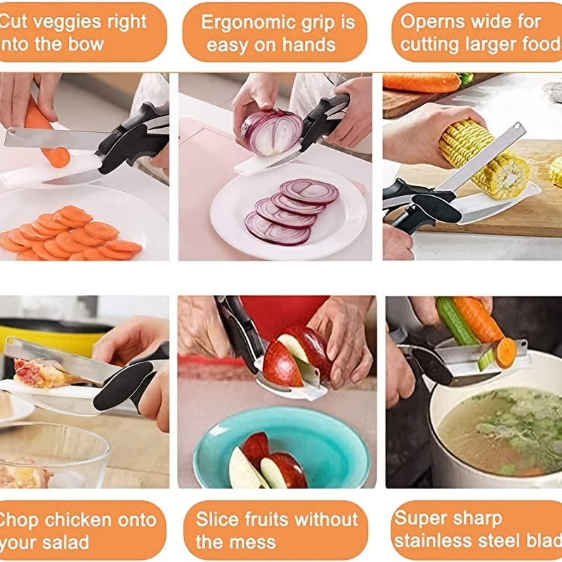 dropship 1pc 2-in-1 Smart Kitchen Knife and Vegetable Cutter - Perfect for Effortless Preparation of Vegetables and Fruits