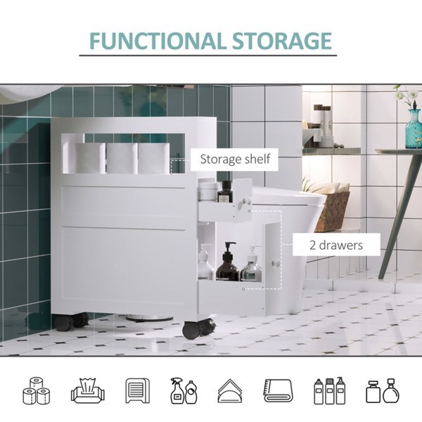 dropship Bathroom Side Storage Cabinet - White