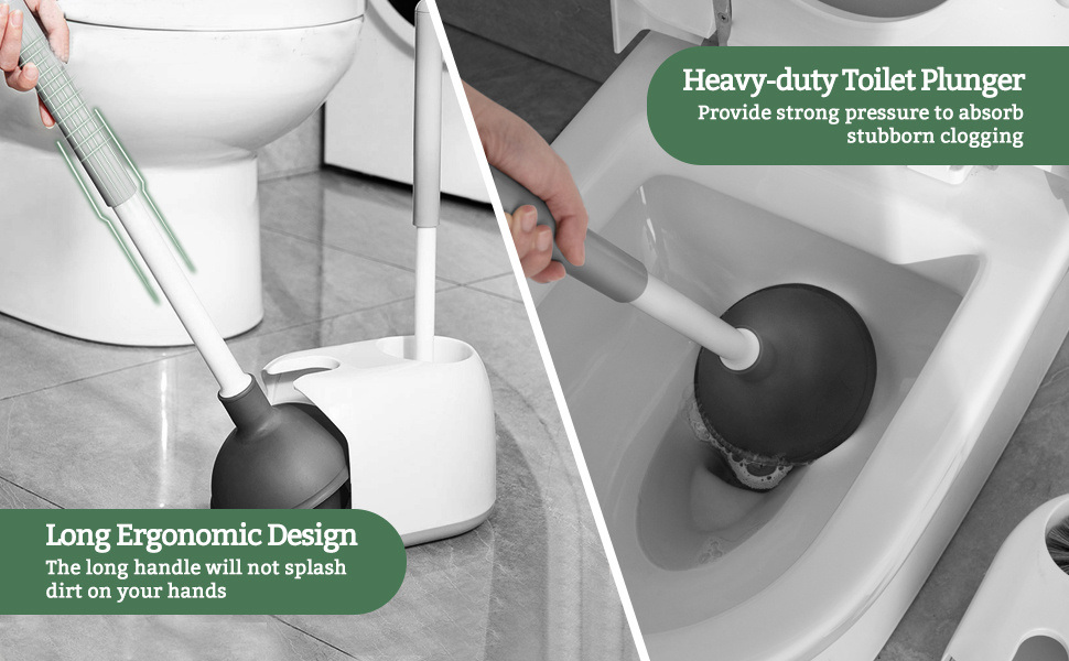 dropship 1set 2-in-1 Toilet Plunger and Brush with Holder - Efficient Bathroom Cleaning Tool with Caddy Stand - Essential Bathroom Accessories