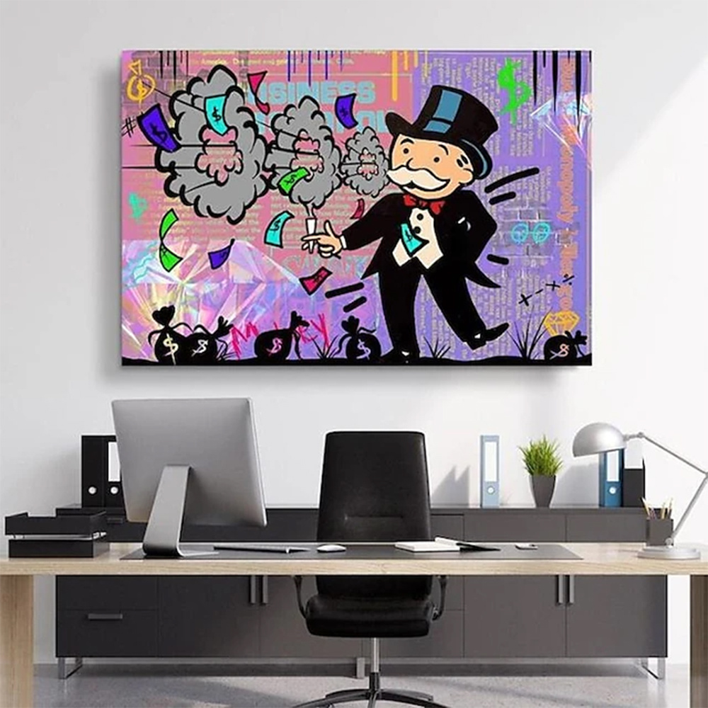dropship Hand Painted Oil Painting Street Art Abstract Alec Monopoly Painting Modern Living Room Hallway Bedroom Luxurious Decorative Painting