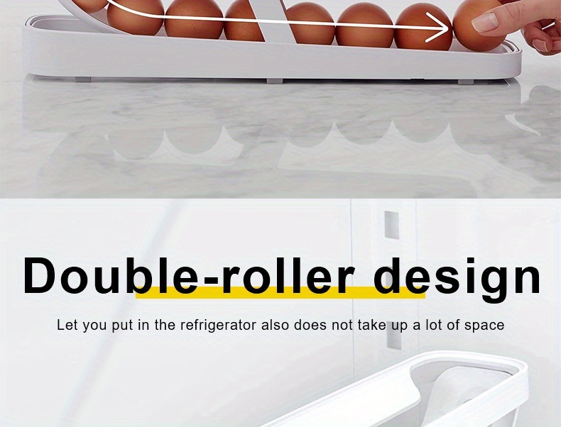 dropship 1pc Rolling Refrigerator Egg Dispenser, Space-Saving Holder For Fridge Storage Anti-fall Egg Tray, Egg Rack Tray For Refrigerator, Kitchen Supplies