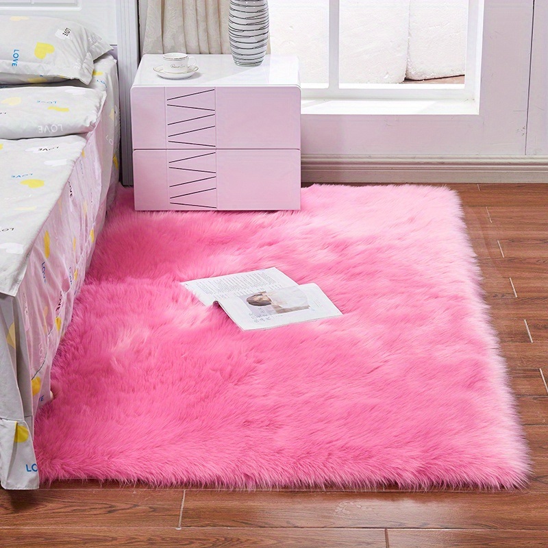 dropship 1pc Fluffy Imitation Wool Area Rug, Suede Fleece Bottom Long Imitation Wool Rug, Acrylic 80% Polyester 20%, 2.36inch Long Wool, Living Room Bedroom Rug, Entryway Rug, Plush Rug, Simple Carpet