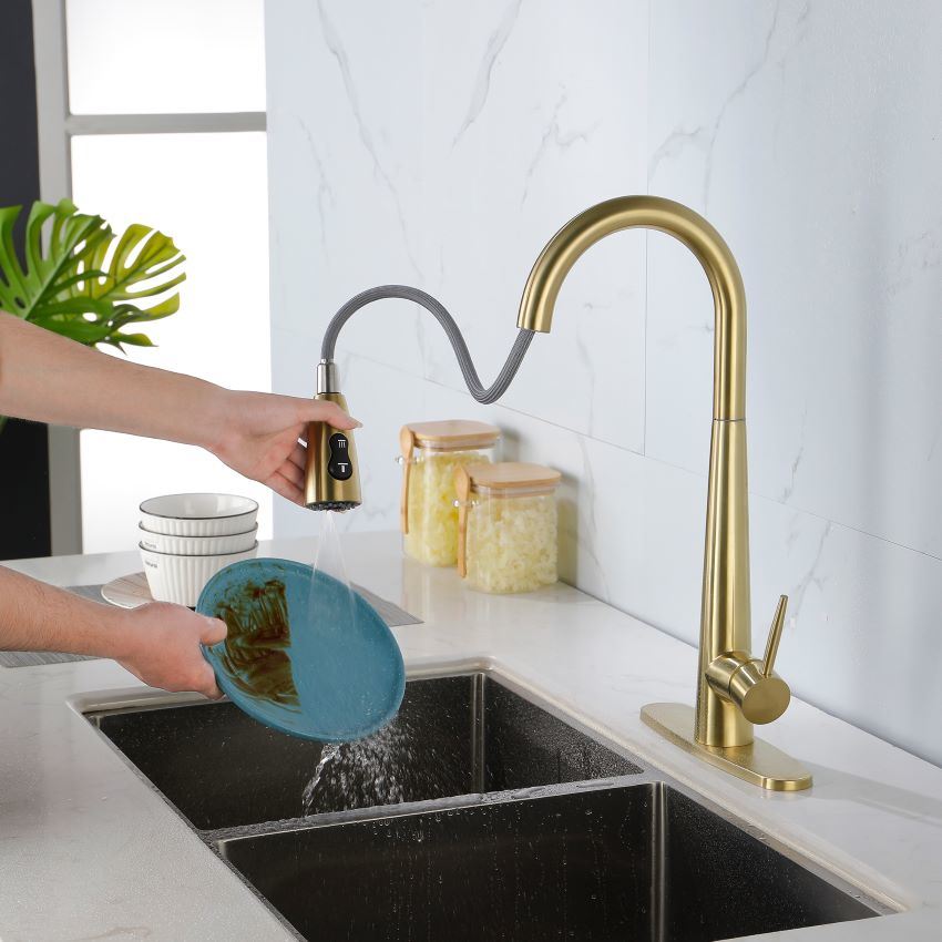 dropship Single Handle Pull Down Sprayer Kitchen Sink Faucet
