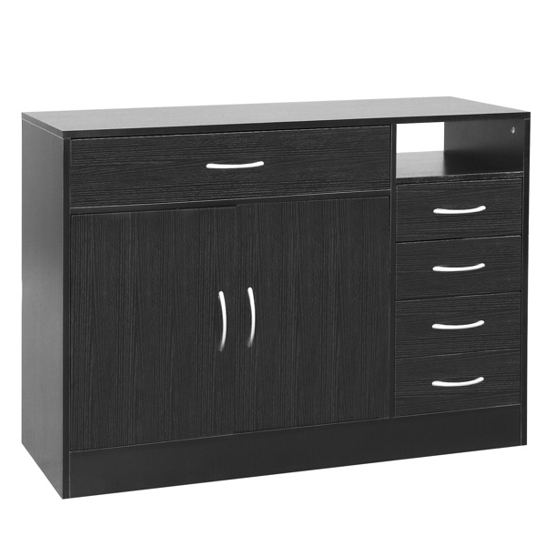 dropship FCH MDF With Triamine Double Doors And Five Drawers Bathroom Cabinet Black