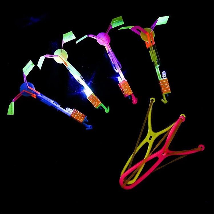 dropship 10pcs, Five Fly Sword Five Slingshot, Glow-in-the-Dark Flying Rocket With LED Lights - Fun And Safe Slingshot Toy For Kids - Perfect For Parties, Birthdays, And Holidays