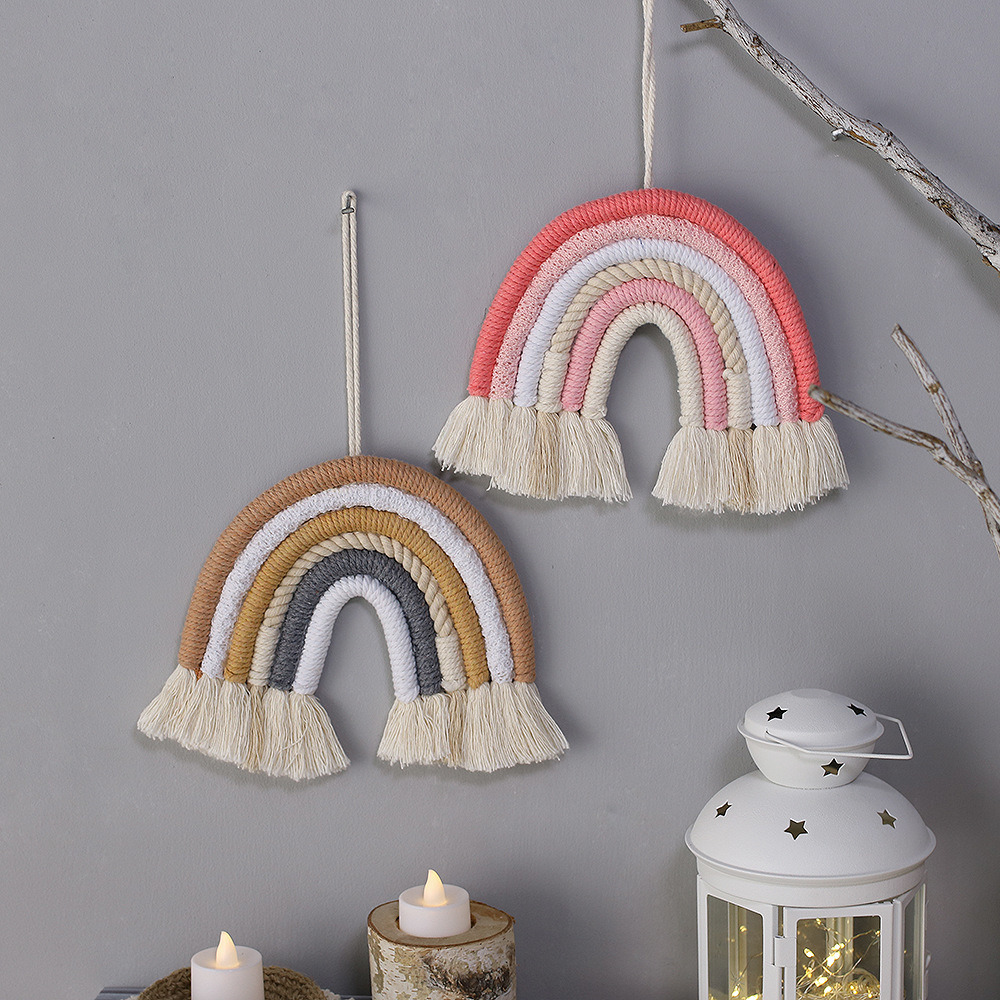 dropship 1pc Vibrant Rainbow Macrame Wall Hanging - Stunning Home Decor for Living Room, Bedroom, and More
