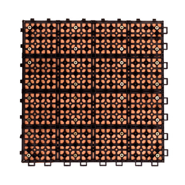 dropship 8-Slat Reddish Brown Wood Interlocking Deck Tile (Set of 10 Tiles)- AS