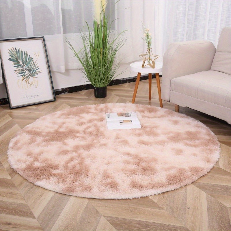 dropship 1pc, Tie-Dye Plush PV Velvet Area Rug, 62.99", American Style Round Rug, Floor Decor