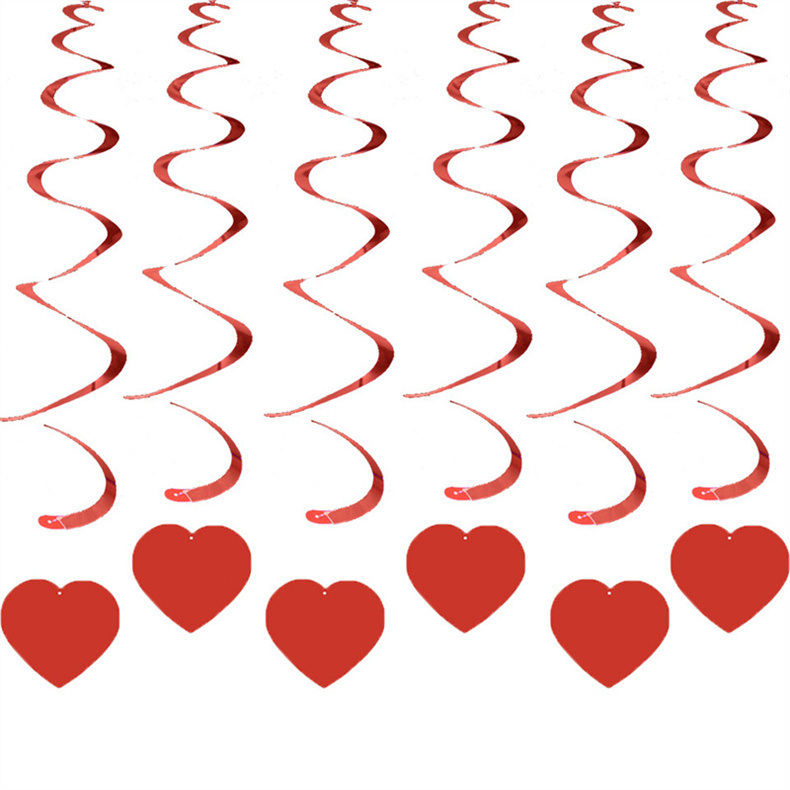 dropship 6pcs Heart Valentines Day Wedding Ceiling Hanging Decoration San Valentin Mariage Hanging Spiral Decor Diy Party Supplies