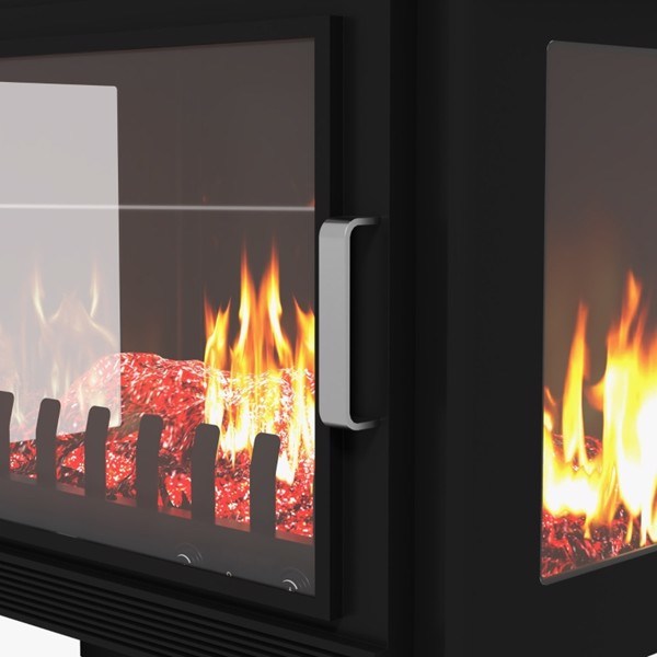 dropship 1000W/1500W 24" Electric Fireplace Stove, Freestanding Fireplace Heater with Realistic Flame, Adjustable Temperature, Black-AS