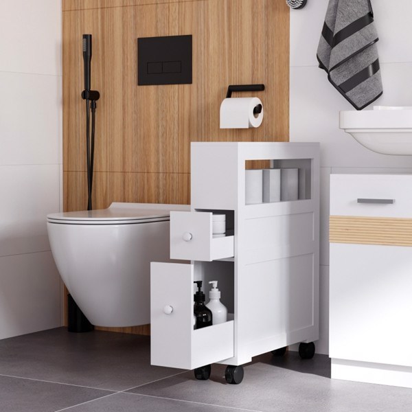 dropship Bathroom Side Storage Cabinet - White