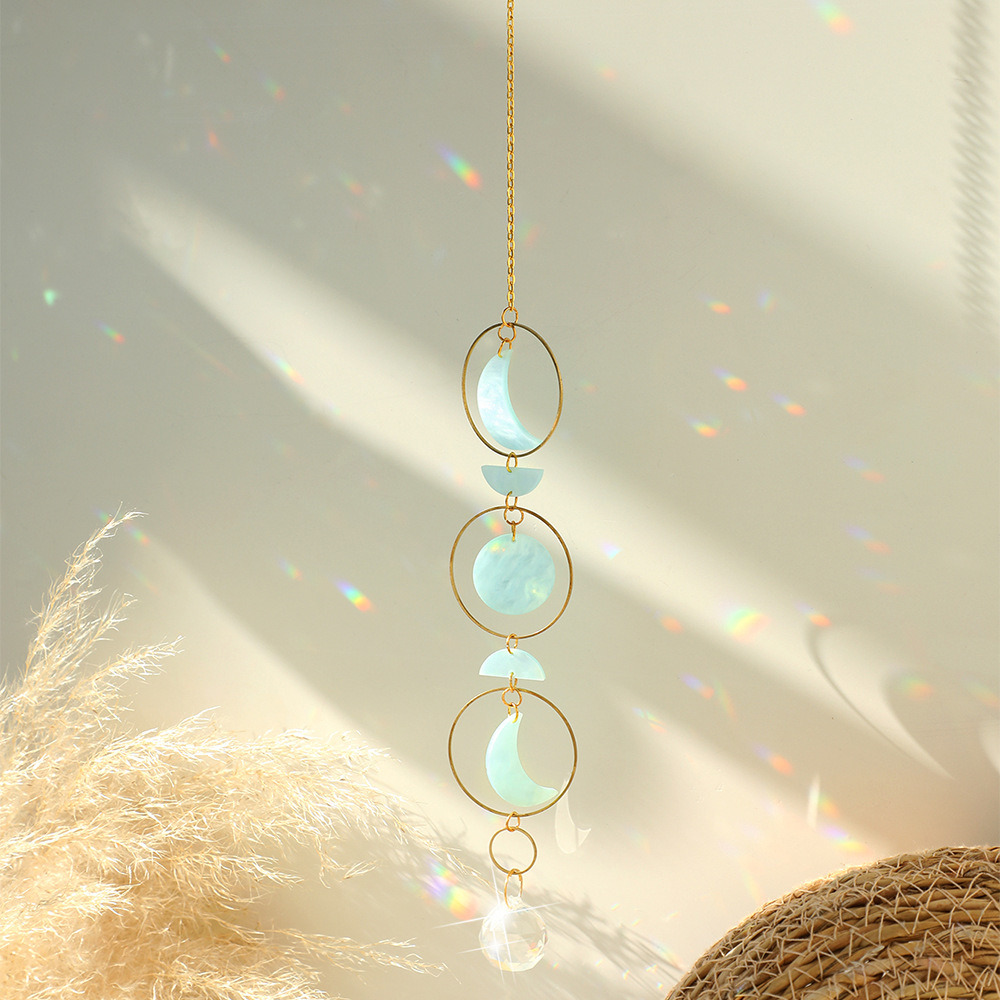 dropship 1pc Acrylic Sun-moon Metal Chain Home Living Room Decoration Car Hanging