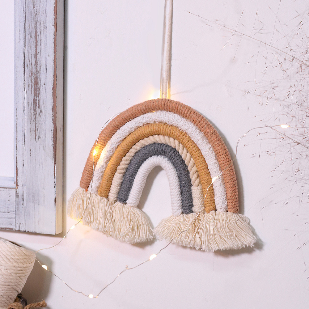 dropship 1pc Vibrant Rainbow Macrame Wall Hanging - Stunning Home Decor for Living Room, Bedroom, and More