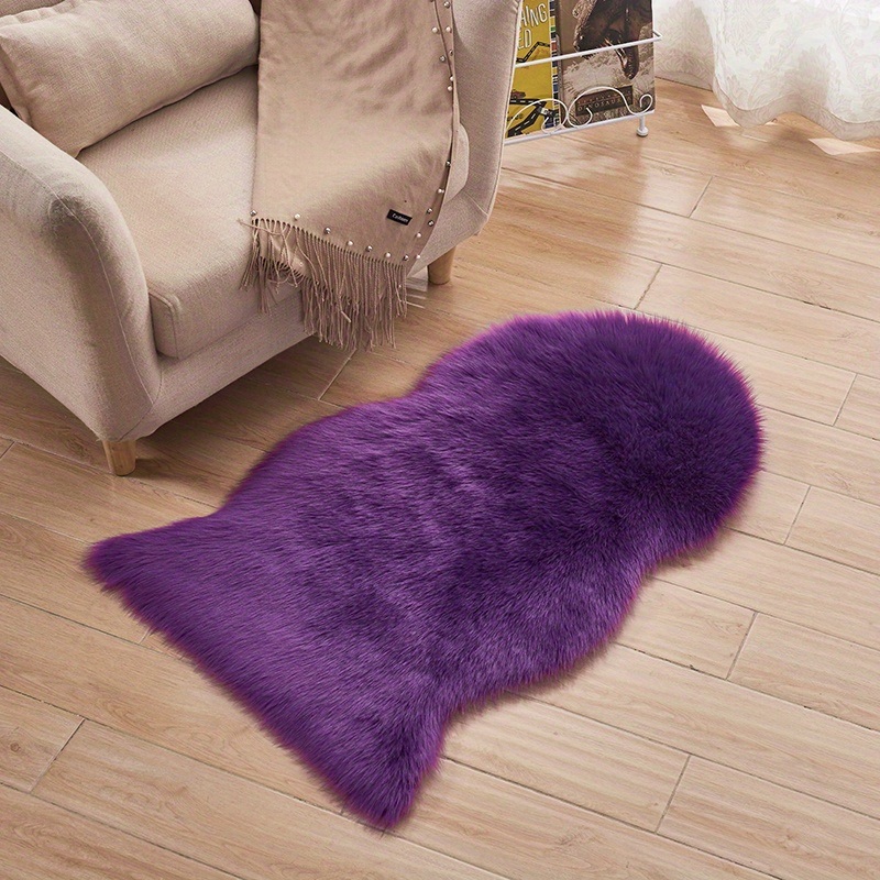 dropship 1pc Fluffy Imitation Wool Area Rug, Suede Fleece Bottom Long Imitation Wool Rug, Acrylic 80% Polyester 20%, 23.62*35.43inch, Living Room Bedroom Rug, Entryway Rug, Plush Rug, Simple Carpet