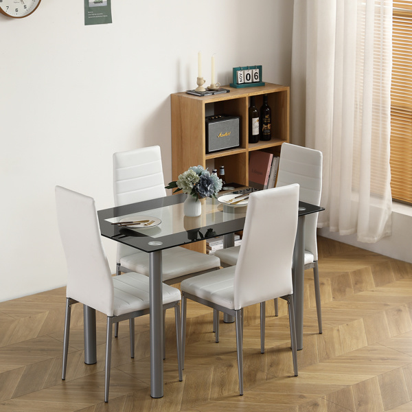 dropship 110cm Dining Table Tempered Glass Dining Table