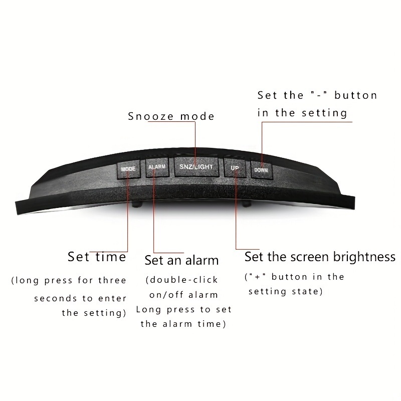 dropship 1pc Led Alarm Clock, Mirror Curved Screen, Digital Alarm Clock With Sleep Temperature For Students Bedroom, Living Room, Office And School