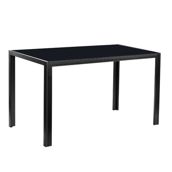 dropship Simple Assembled Tempered Glass & Iron Dinner Table Black(Replacement code: 21491449)